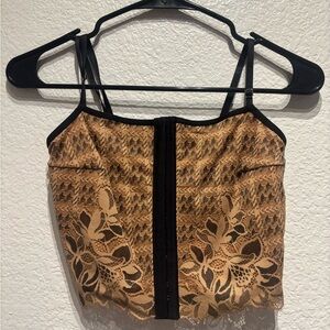 Aerie Black and Tan Lace Camisole